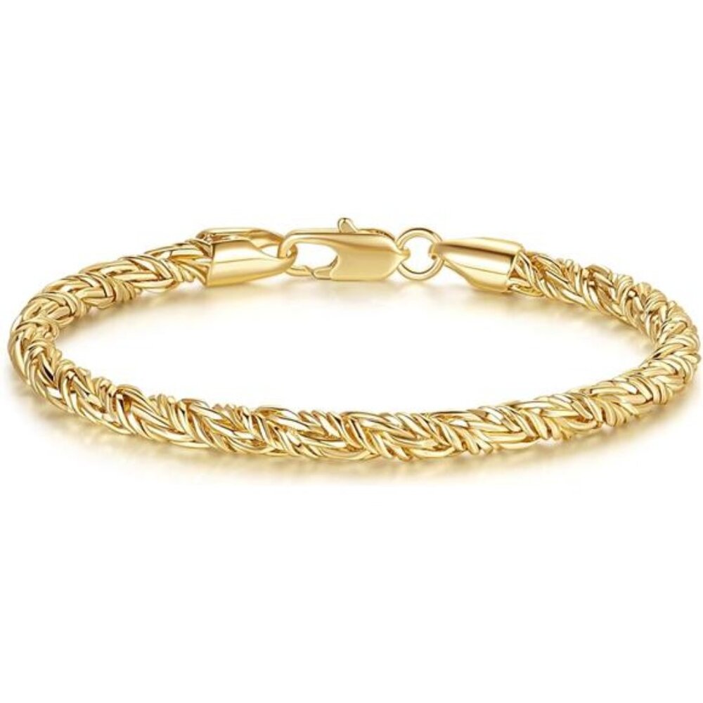 14K Gold Bracelets Bracelet Round Strand Rope Gold Chain Bracelet Lobster Clasp